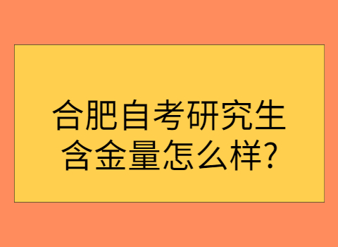 合肥自考含金量